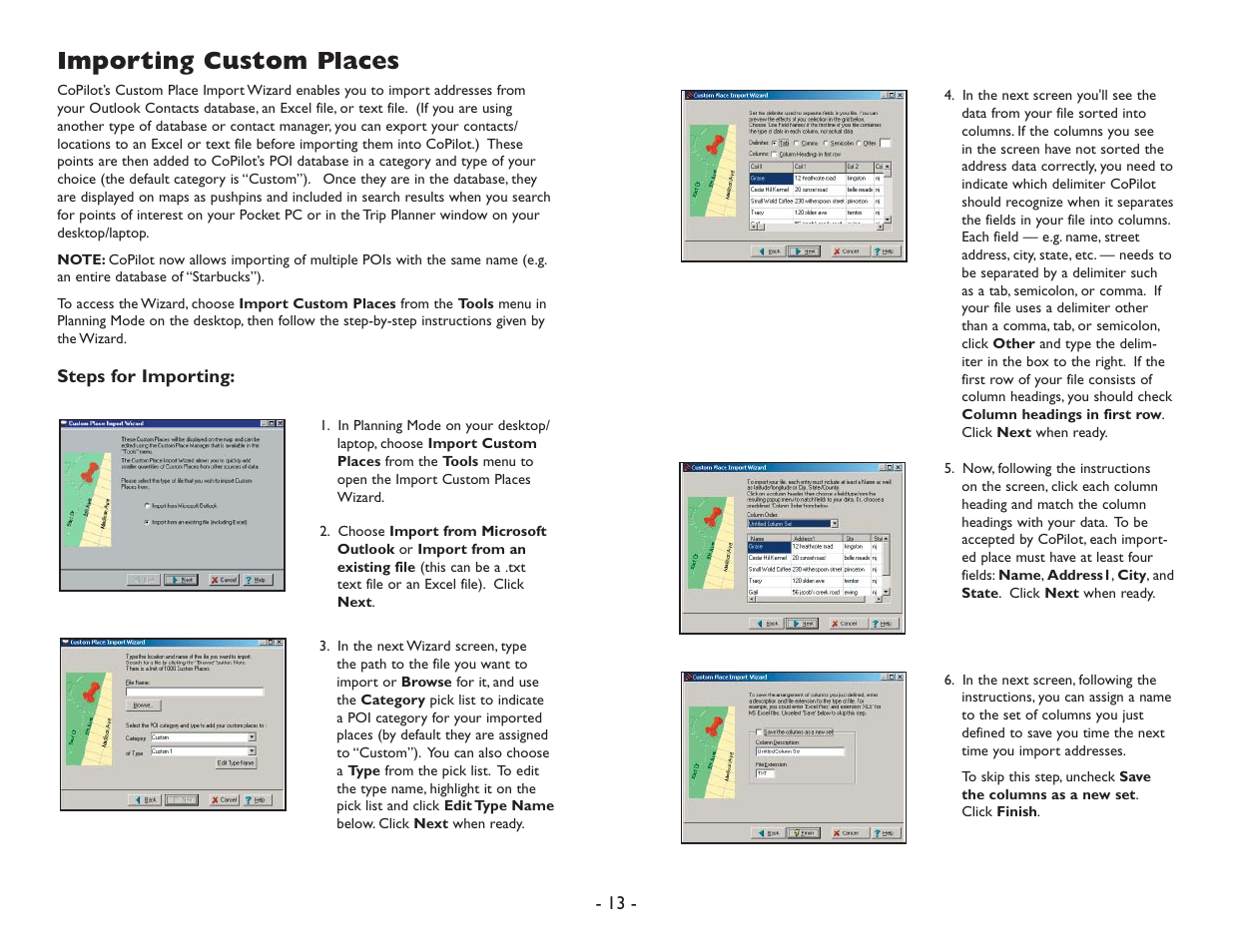 Importing custom places | ALK Technologies Pocket PC 6 User Manual | Page 15 / 57