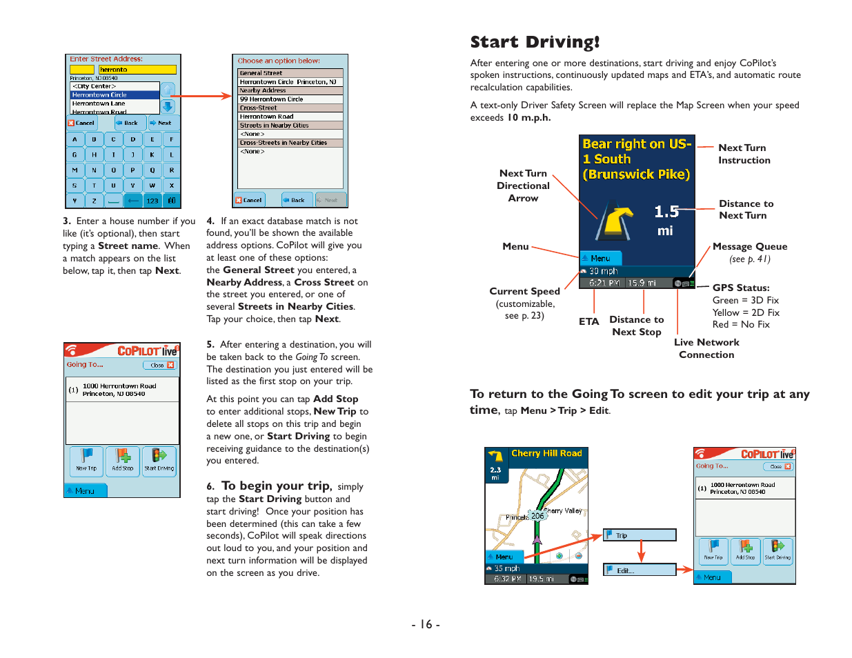 Start driving | ALK Technologies Pocket PC 6 User Manual | Page 18 / 57