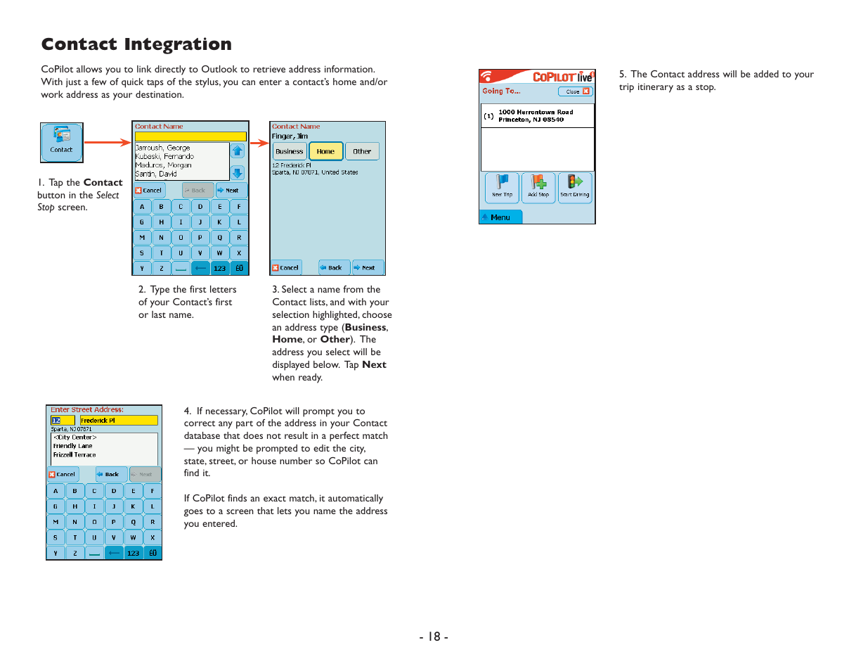 Contact integration | ALK Technologies Pocket PC 6 User Manual | Page 20 / 57