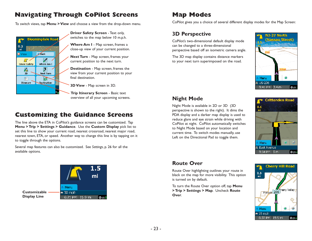 Map modes | ALK Technologies Pocket PC 6 User Manual | Page 25 / 57