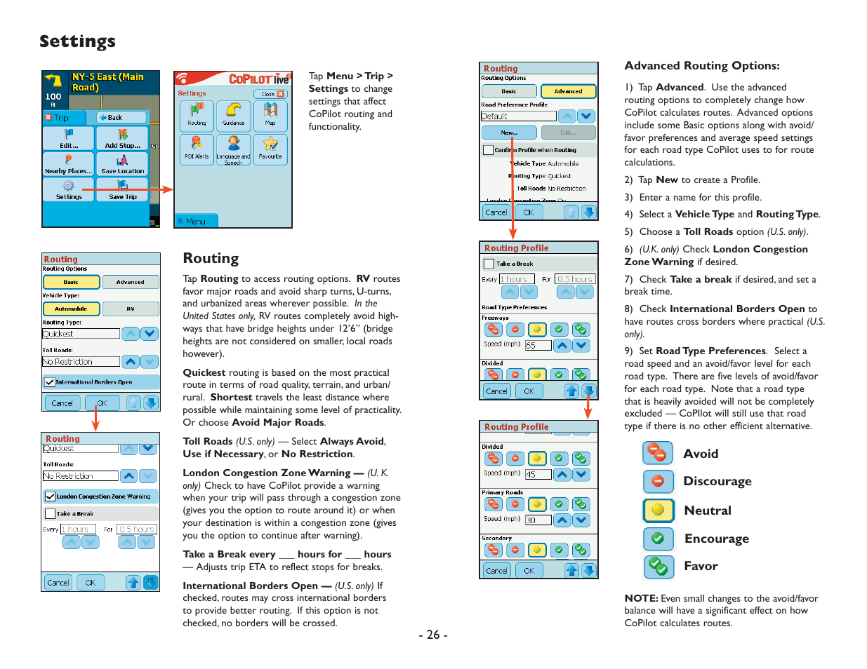 Settings, Routing | ALK Technologies Pocket PC 6 User Manual | Page 28 / 57