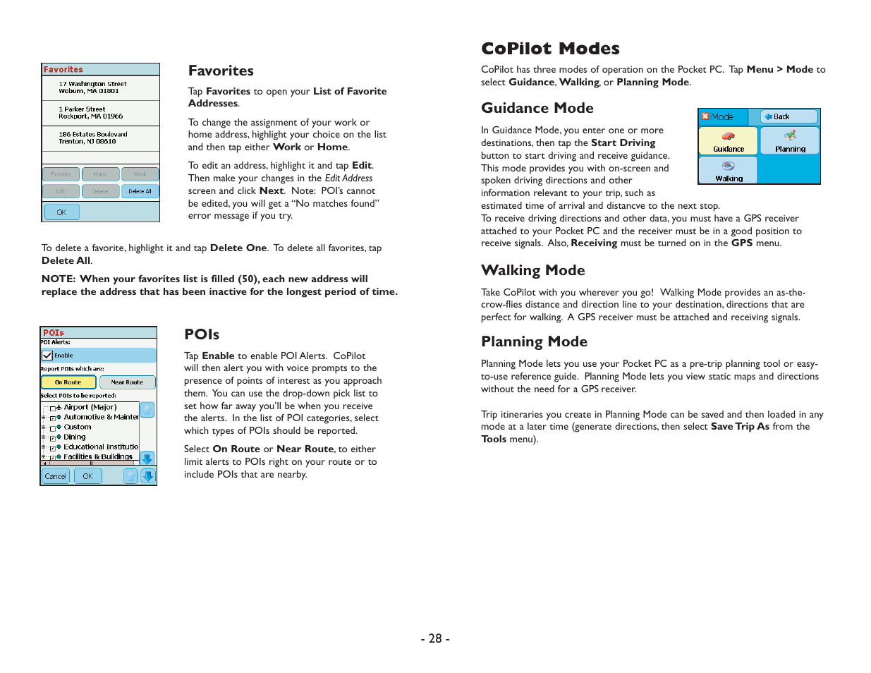 Copilot modes | ALK Technologies Pocket PC 6 User Manual | Page 30 / 57