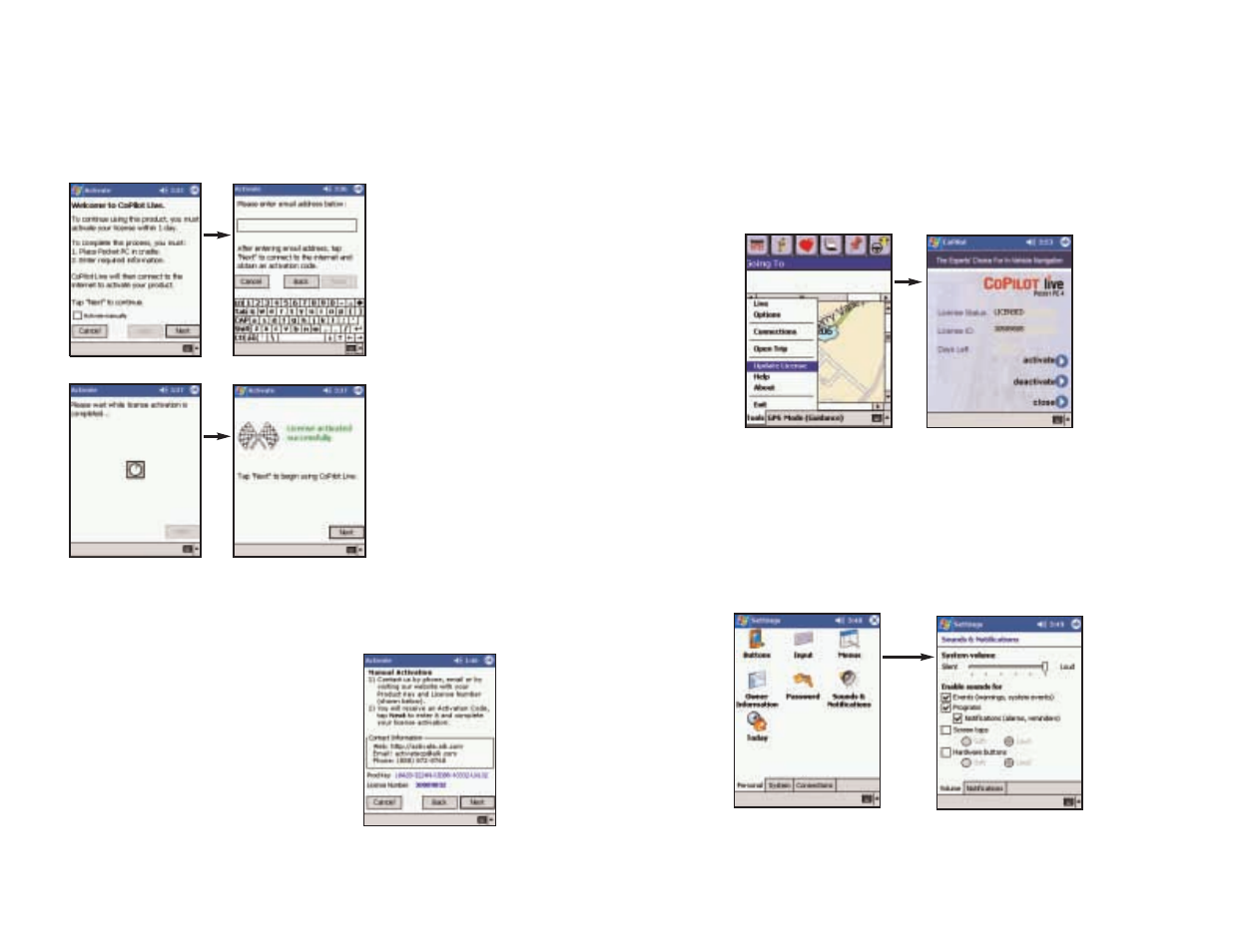 Software activation, Speech volume | ALK Technologies Pocket PC 4 User Manual | Page 18 / 43