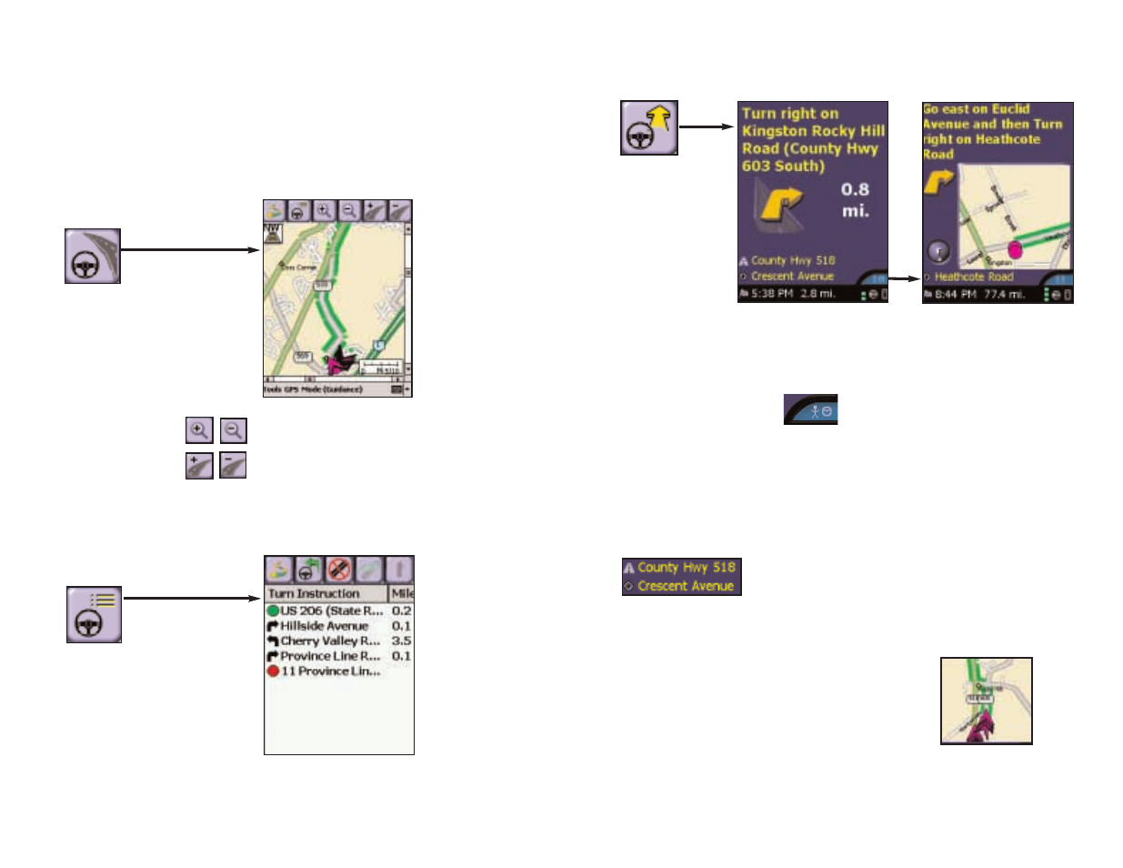 Changing views: map/itinerary/guidance toggle, Customizing the guidance screens | ALK Technologies Pocket PC 4 User Manual | Page 22 / 43