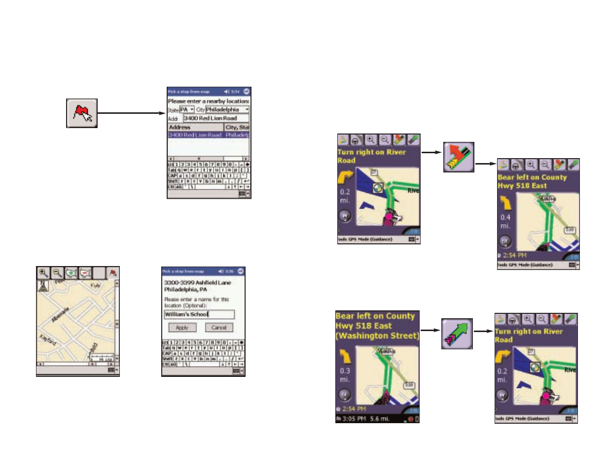 Picking stops from the map, Detour feature | ALK Technologies Pocket PC 4 User Manual | Page 24 / 43