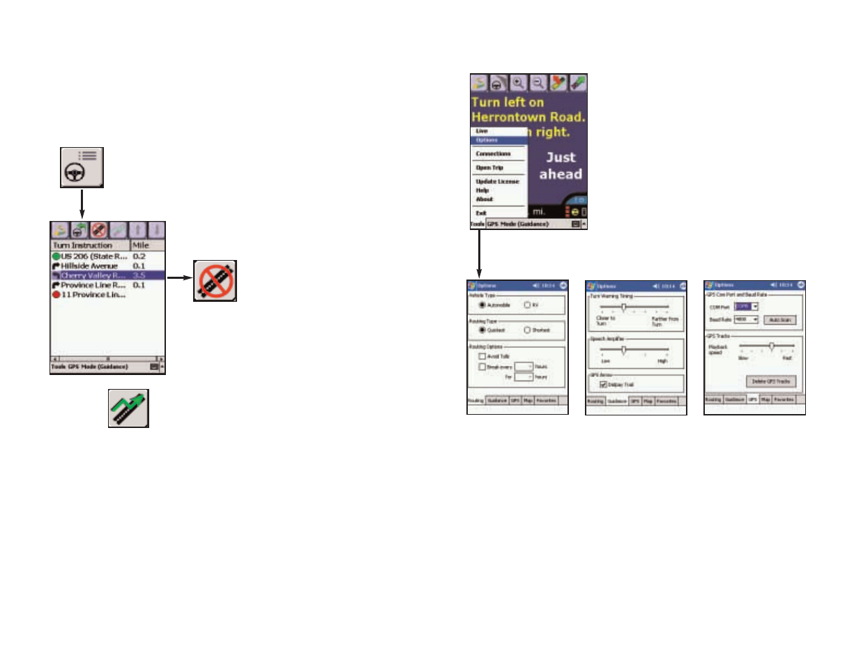 Selective routing, Tools menu options | ALK Technologies Pocket PC 4 User Manual | Page 25 / 43