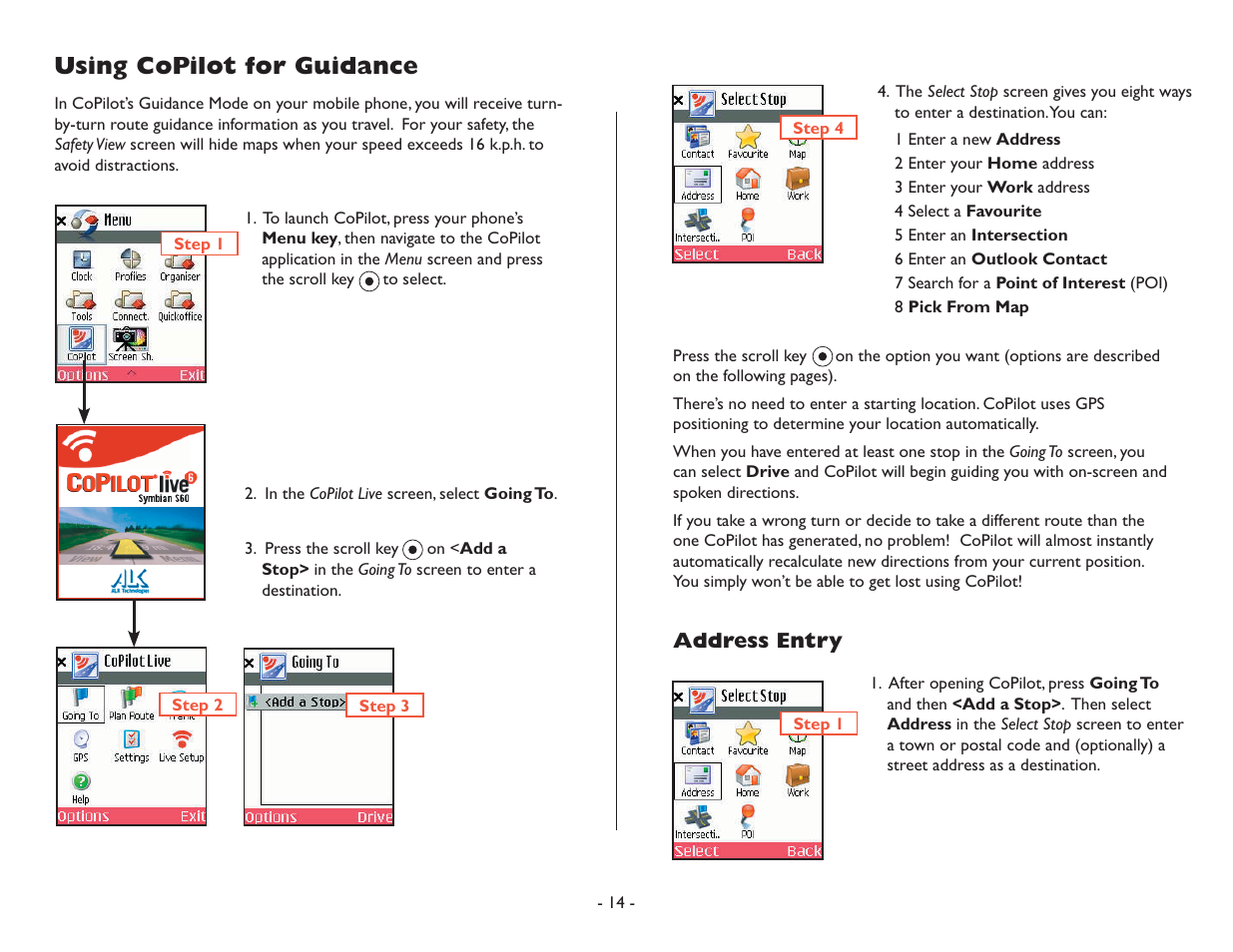 Using copilot for guidance | ALK Technologies CoPilot Symbian S60 User Manual | Page 16 / 51
