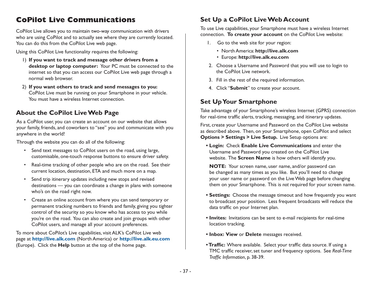 Copilot live communications | ALK Technologies CoPilot Symbian S60 User Manual | Page 39 / 51