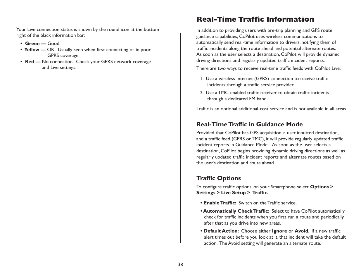 Real-time traffi c information | ALK Technologies CoPilot Symbian S60 User Manual | Page 40 / 51