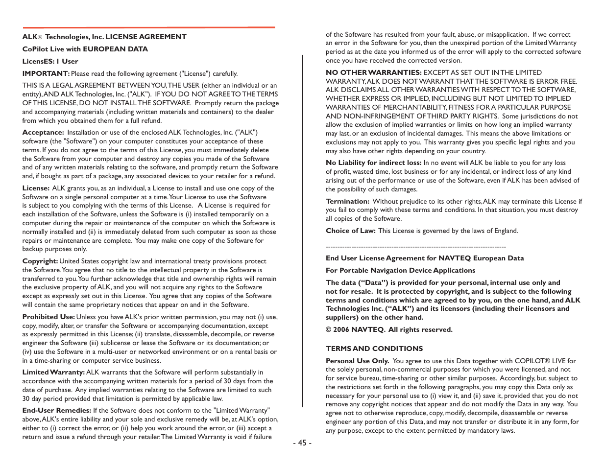 ALK Technologies CoPilot Symbian S60 User Manual | Page 47 / 51