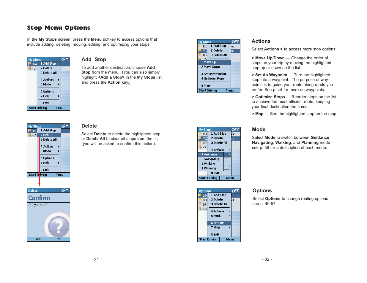 Stop menu options | ALK Technologies CoPilot Truck User Manual | Page 18 / 43