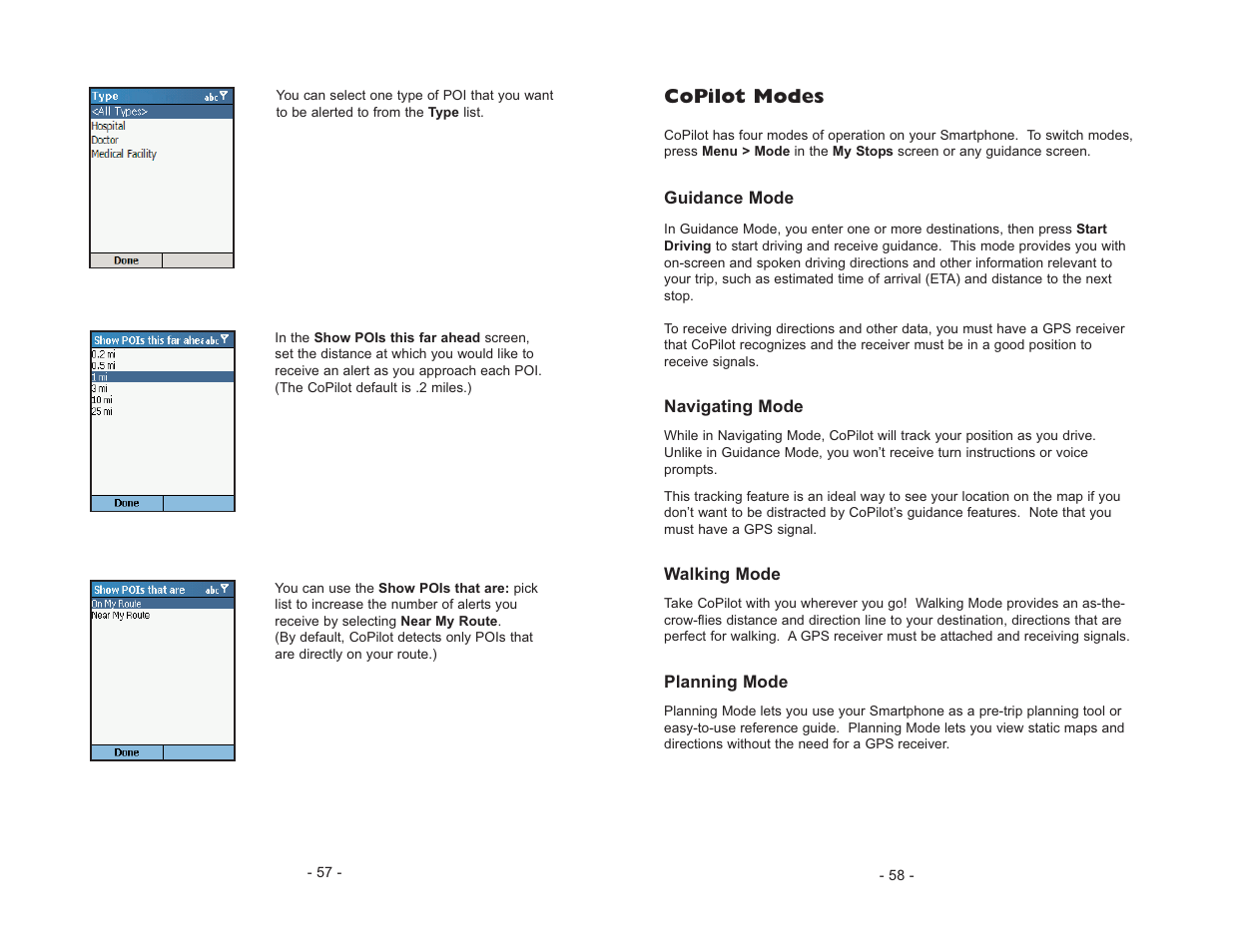 Copilot modes | ALK Technologies CoPilot Truck User Manual | Page 31 / 43