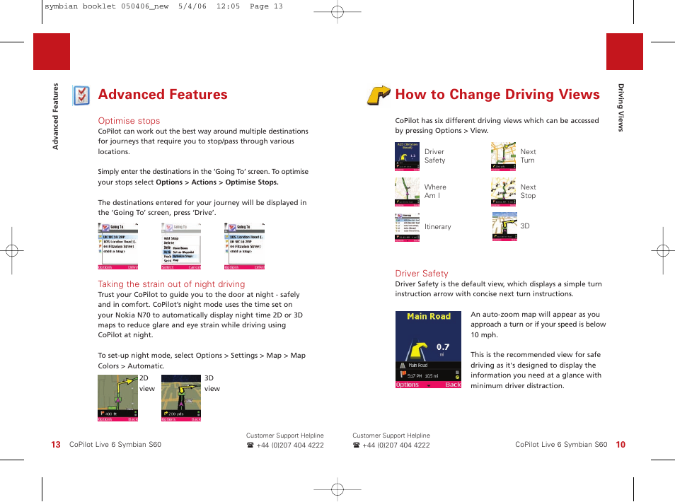How to change driving views, Advanced features | ALK Technologies Nokia N70 User Manual | Page 13 / 14