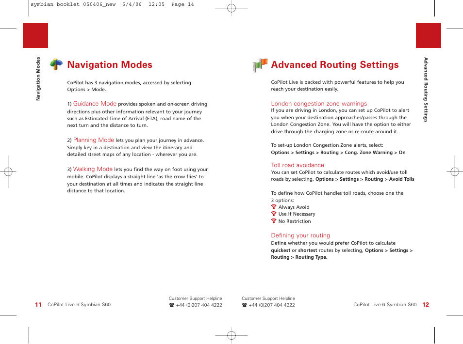 Navigation modes, Advanced routing settings | ALK Technologies Nokia N70 User Manual | Page 14 / 14