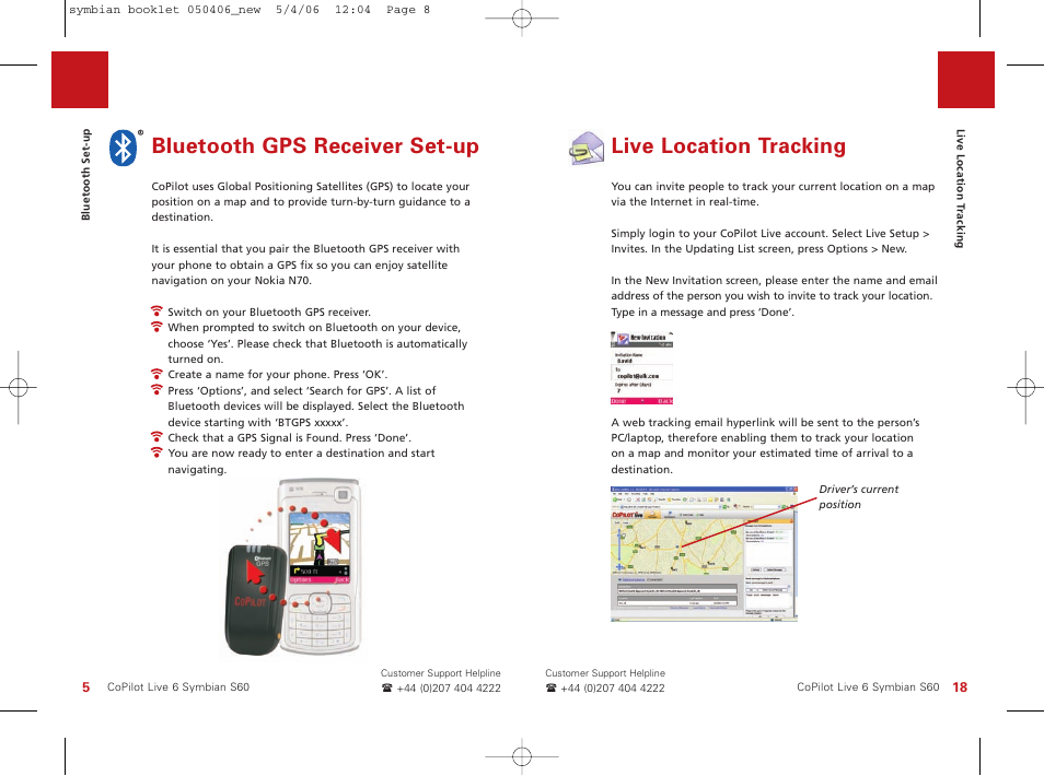 Bluetooth gps receiver set-up, Live location tracking | ALK Technologies Nokia N70 User Manual | Page 8 / 14