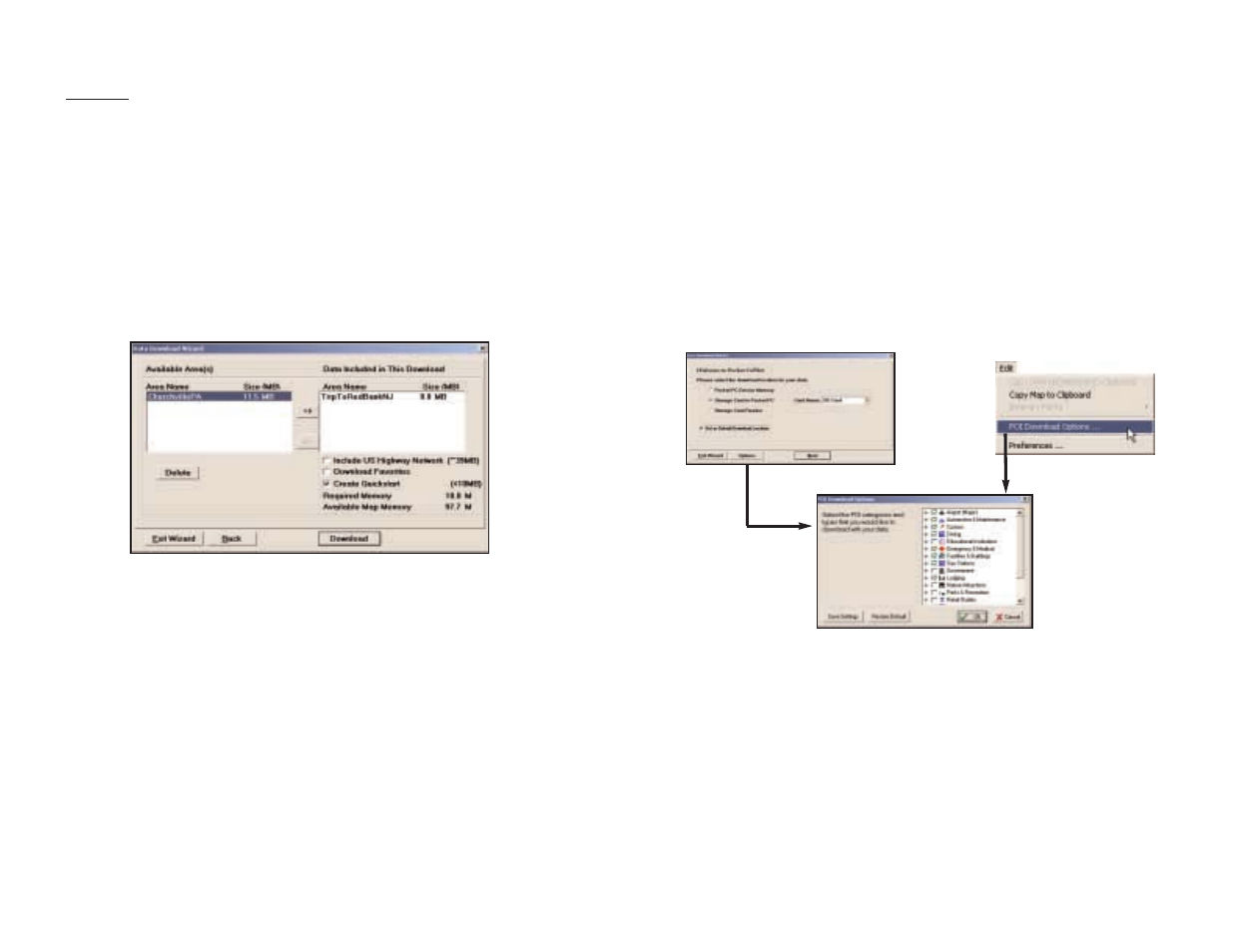 Data download, Poi download options, Trip transfer | ALK Technologies PC5 User Manual | Page 20 / 63