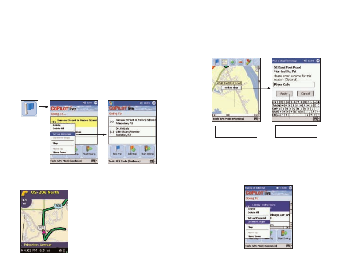 Trip editing and waypoints, Getting eta’s and distances, Picking stops from the map | Optimizing stops | ALK Technologies PC5 User Manual | Page 31 / 63