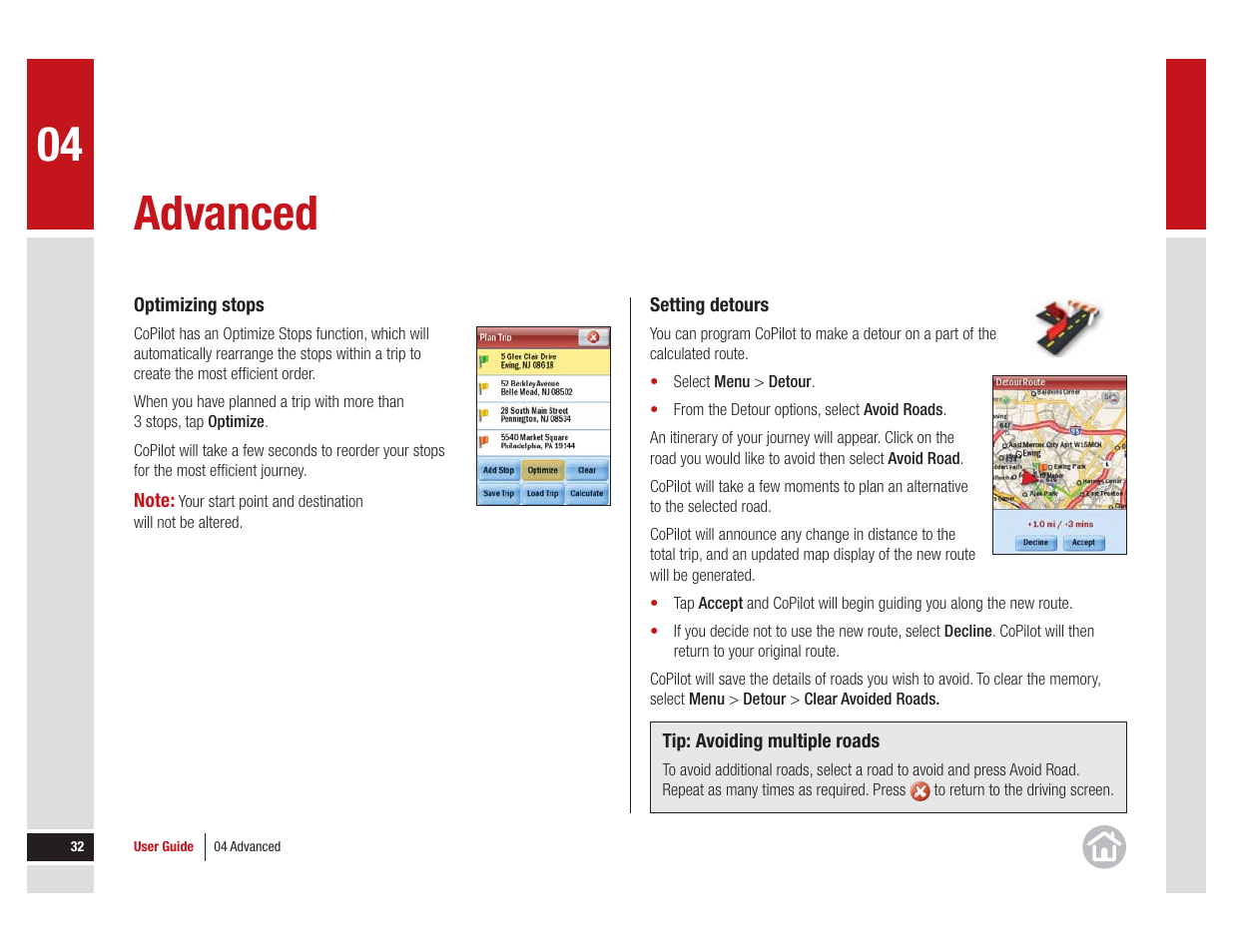 Advanced, For more details see, Optimizing stops | ALK Technologies COPILOT LIVE 7 User Manual | Page 32 / 56