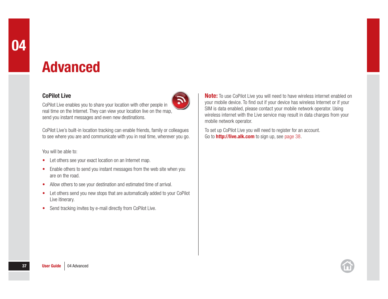 Advanced | ALK Technologies COPILOT LIVE 7 User Manual | Page 37 / 56