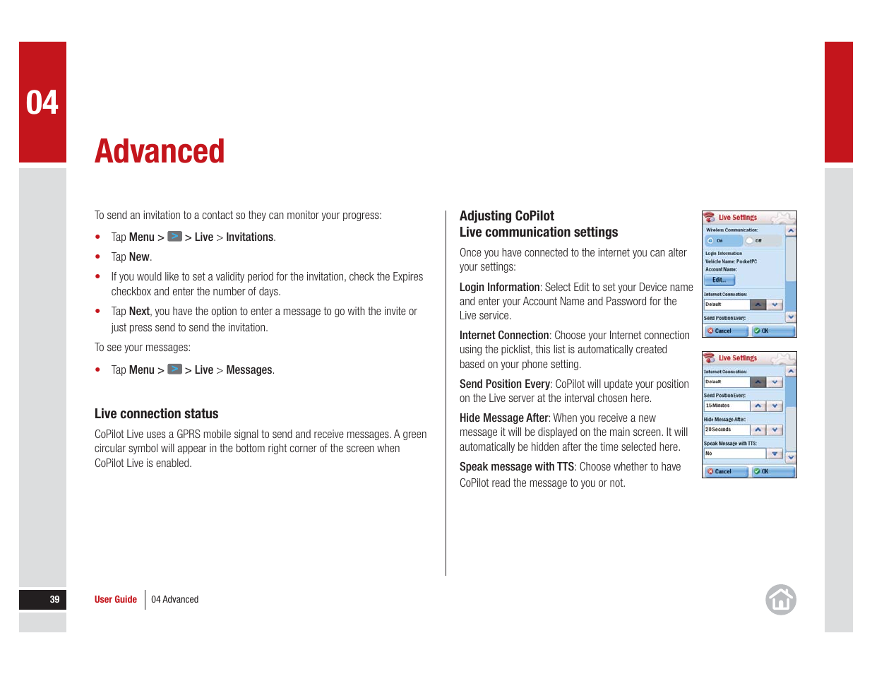 Advanced | ALK Technologies COPILOT LIVE 7 User Manual | Page 39 / 56