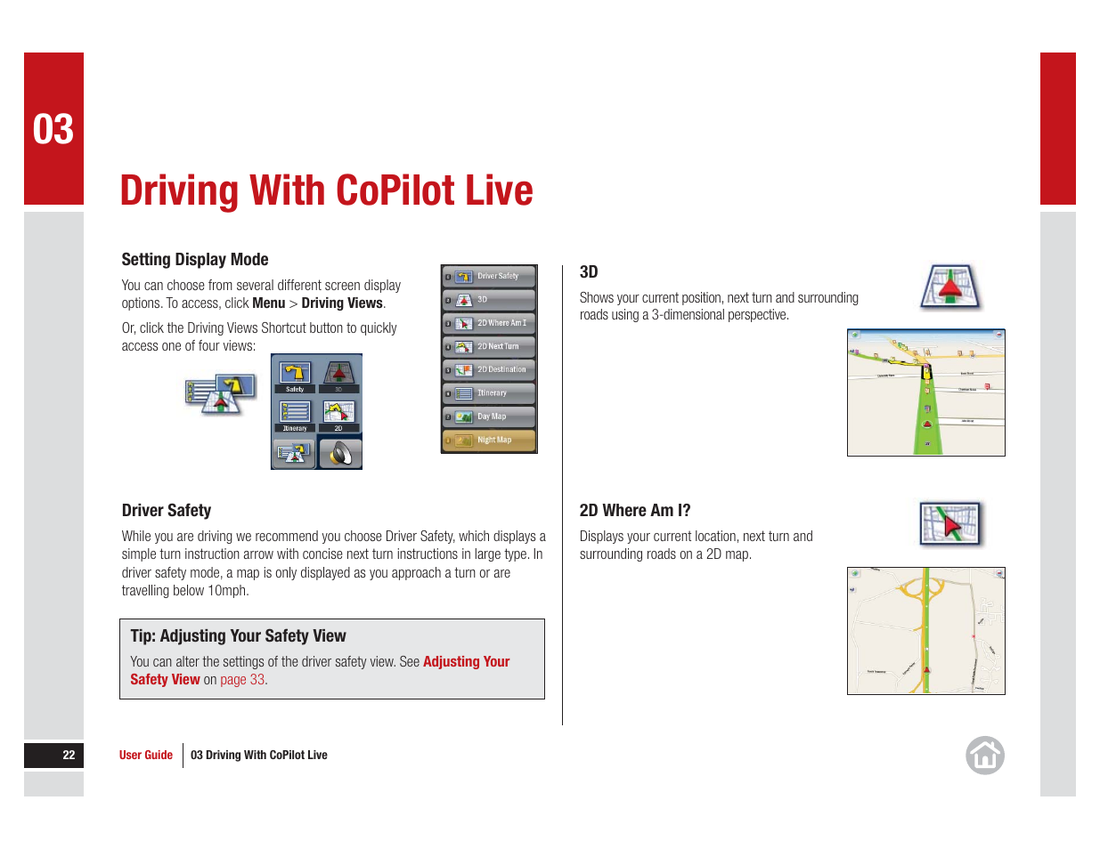 Setting display, Mode, Driving with copilot live | ALK Technologies CoPilot Live 11 User Manual | Page 22 / 43