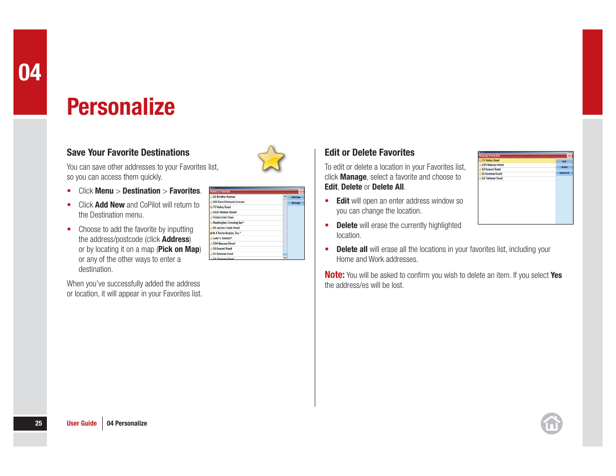 For more information on favorites, Personalize | ALK Technologies CoPilot Live 11 User Manual | Page 25 / 43