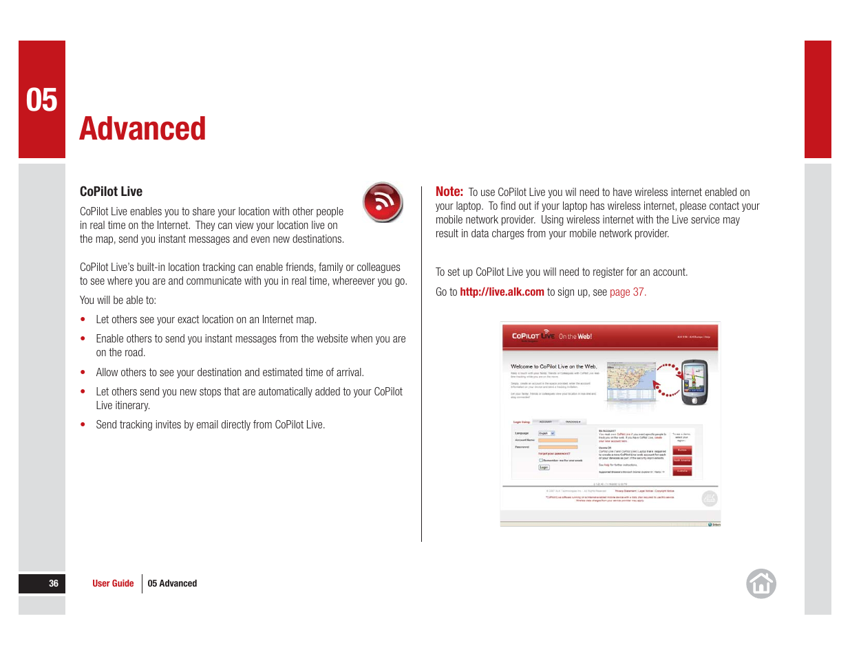 Advanced | ALK Technologies CoPilot Live 11 User Manual | Page 36 / 43