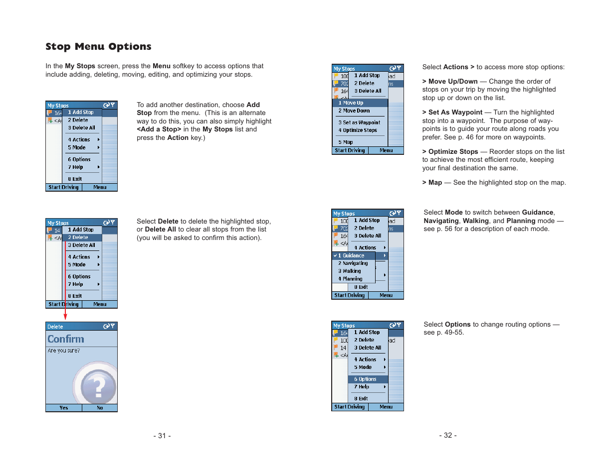 Stop menu options | ALK Technologies CoPilot Live Smartphone User Manual | Page 18 / 42