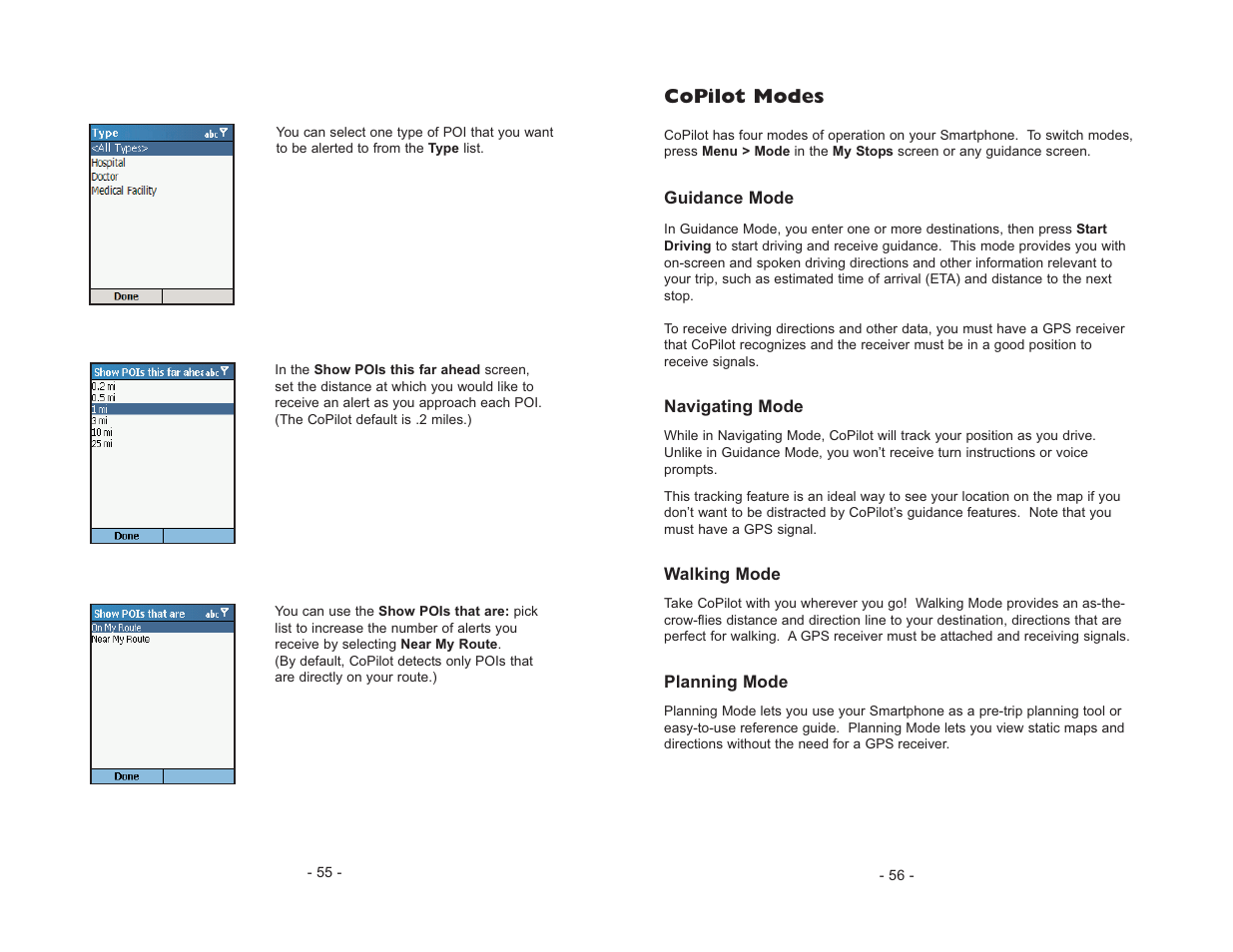Copilot modes | ALK Technologies CoPilot Live Smartphone User Manual | Page 30 / 42