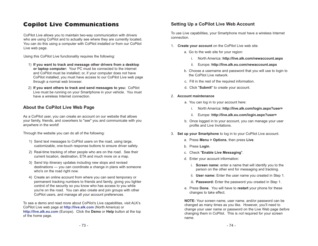Copilot live communications | ALK Technologies CoPilot Live Smartphone User Manual | Page 39 / 42