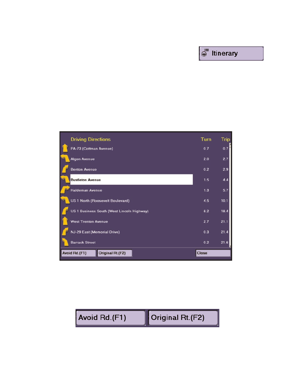 Using the itinerary for selective routing | ALK Technologies LAPTOP 7 User Manual | Page 36 / 84