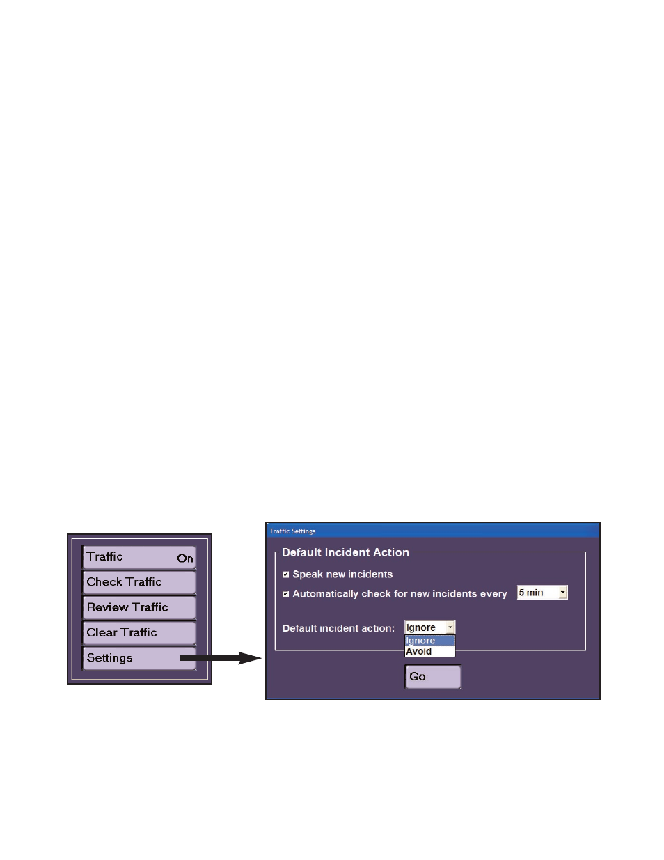 Review and clear traffic, Traffic settings | ALK Technologies LAPTOP 7 User Manual | Page 74 / 84