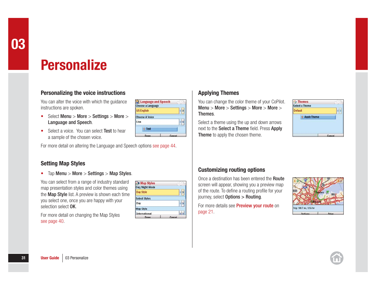 Setting map styles, For details, Personalize | ALK Technologies 7 User Manual | Page 31 / 56