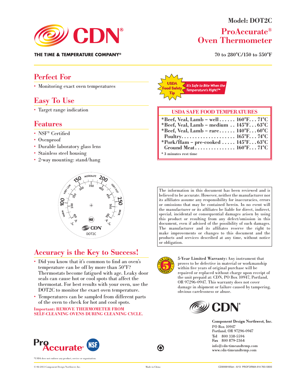 CDN DOT2C - ProAccurate® Ov EN Thermometer - Celsius EN User Manual | 1 page