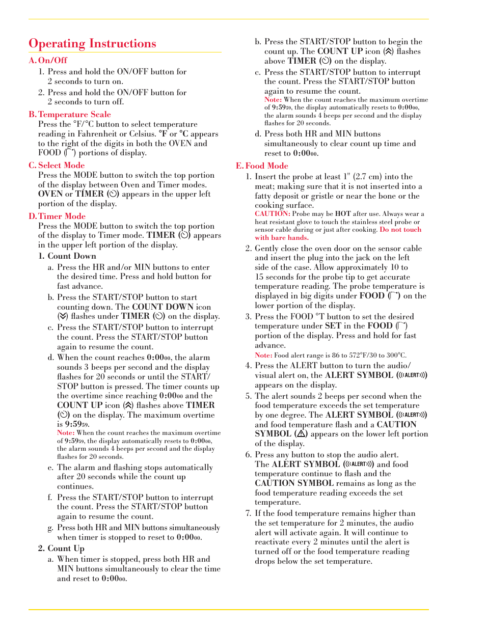 Operating instructions | CDN DSP1 - Dual-S ENsing Probe Thermometer/Timer EN User Manual | Page 2 / 5