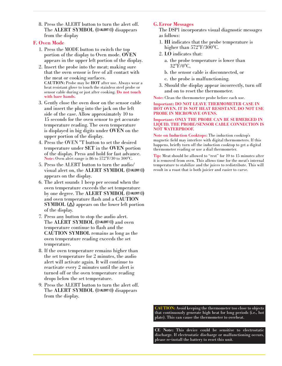 CDN DSP1 - Dual-S ENsing Probe Thermometer/Timer EN User Manual | Page 3 / 5