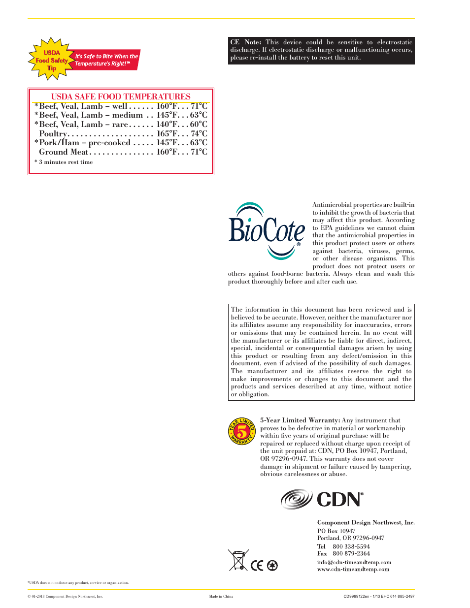 CDN DT392 - ProAccurate® Digital Thermometer EN User Manual | Page 2 / 2