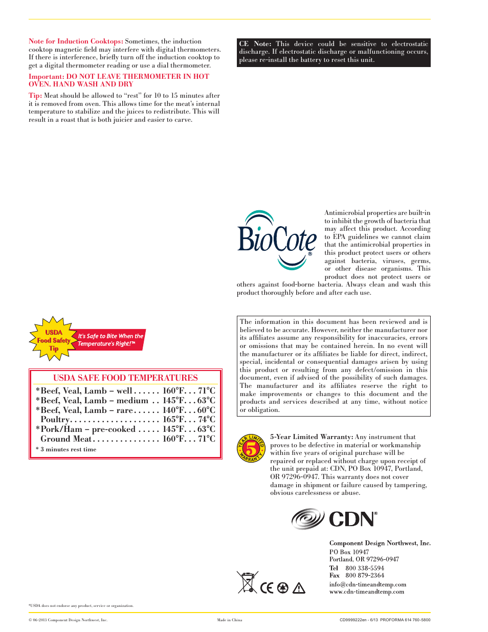 CDN DT450X-R - ProAccurate® Waterproof Pocket Thermometer - Red EN User Manual | Page 2 / 2