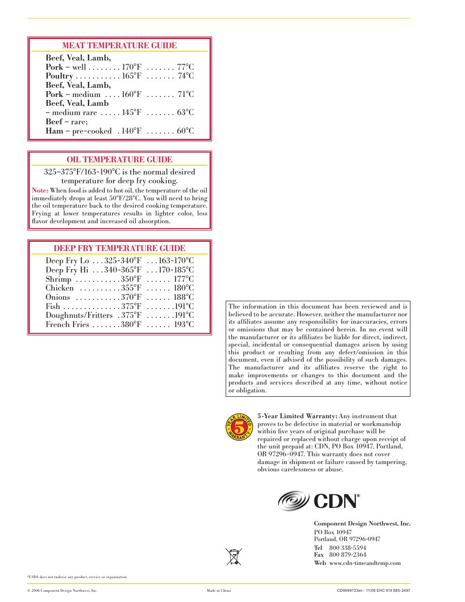 CDN DTP482 - Programmable Probe Thermometer/Timer EN User Manual | Page 4 / 4