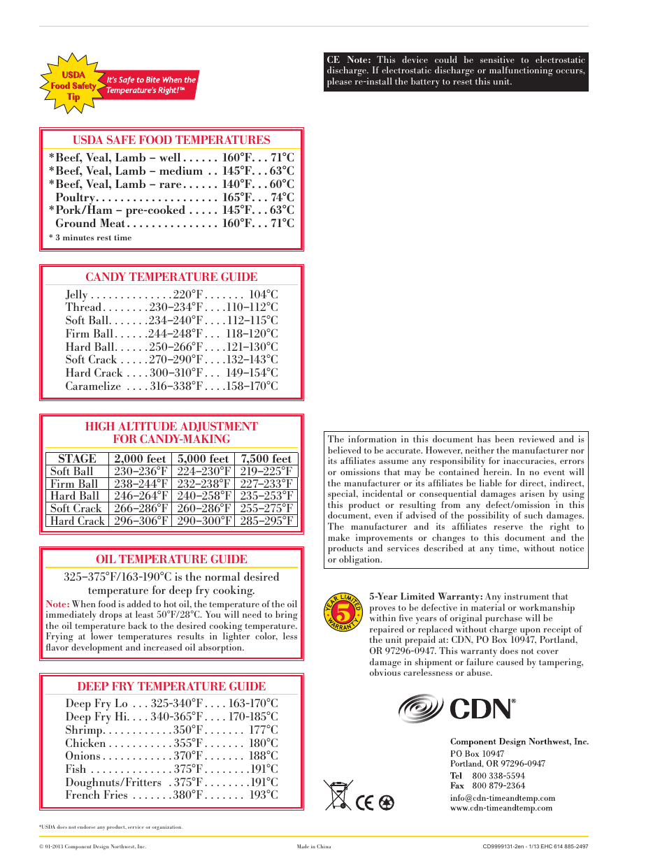 CDN DTTC-S - Combo Probe Thermometer, Timer & Clock - Silver EN User Manual | Page 4 / 4