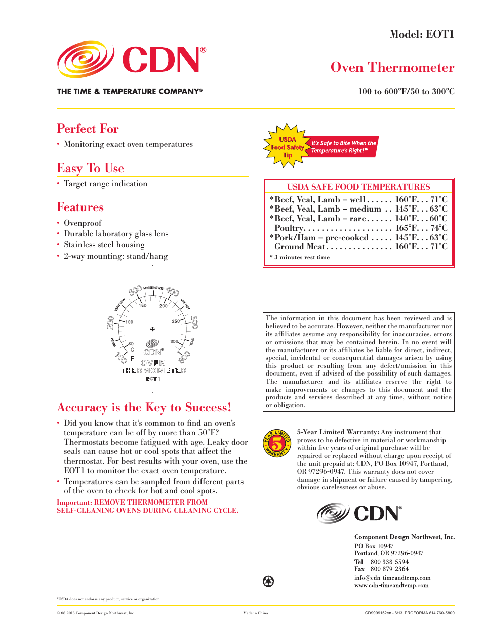 CDN EOT1 - Ov EN Thermometer EN User Manual | 1 page