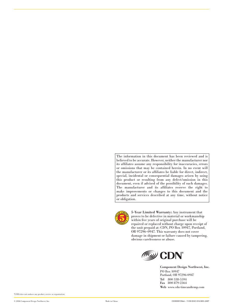 CDN IRM190 - ProAccurate® Insta-Read® Ov ENproof Meat/Poultry Thermometer EN User Manual | Page 2 / 2