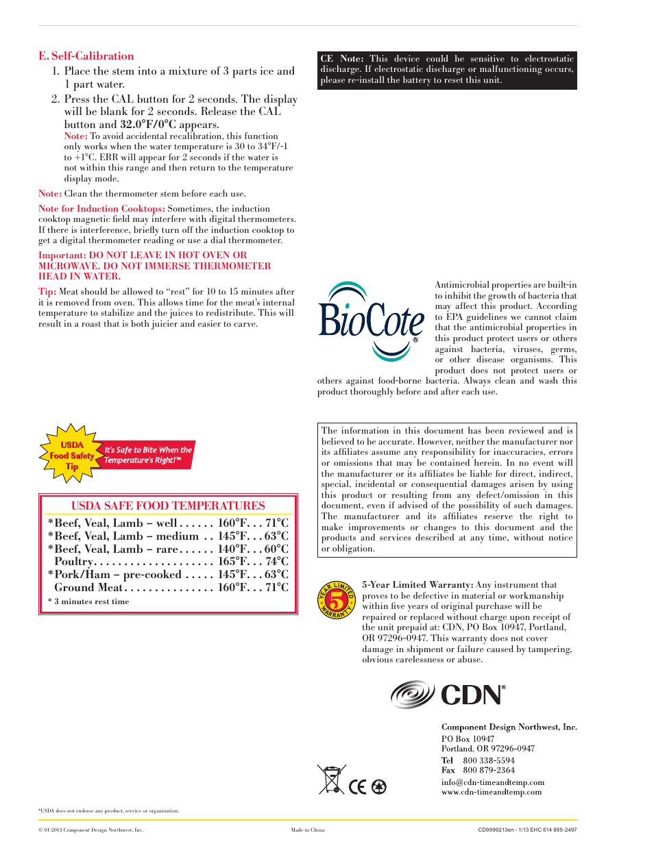 CDN Q2-450X - ProAccurate® Pocket Thermometer EN User Manual | Page 2 / 2