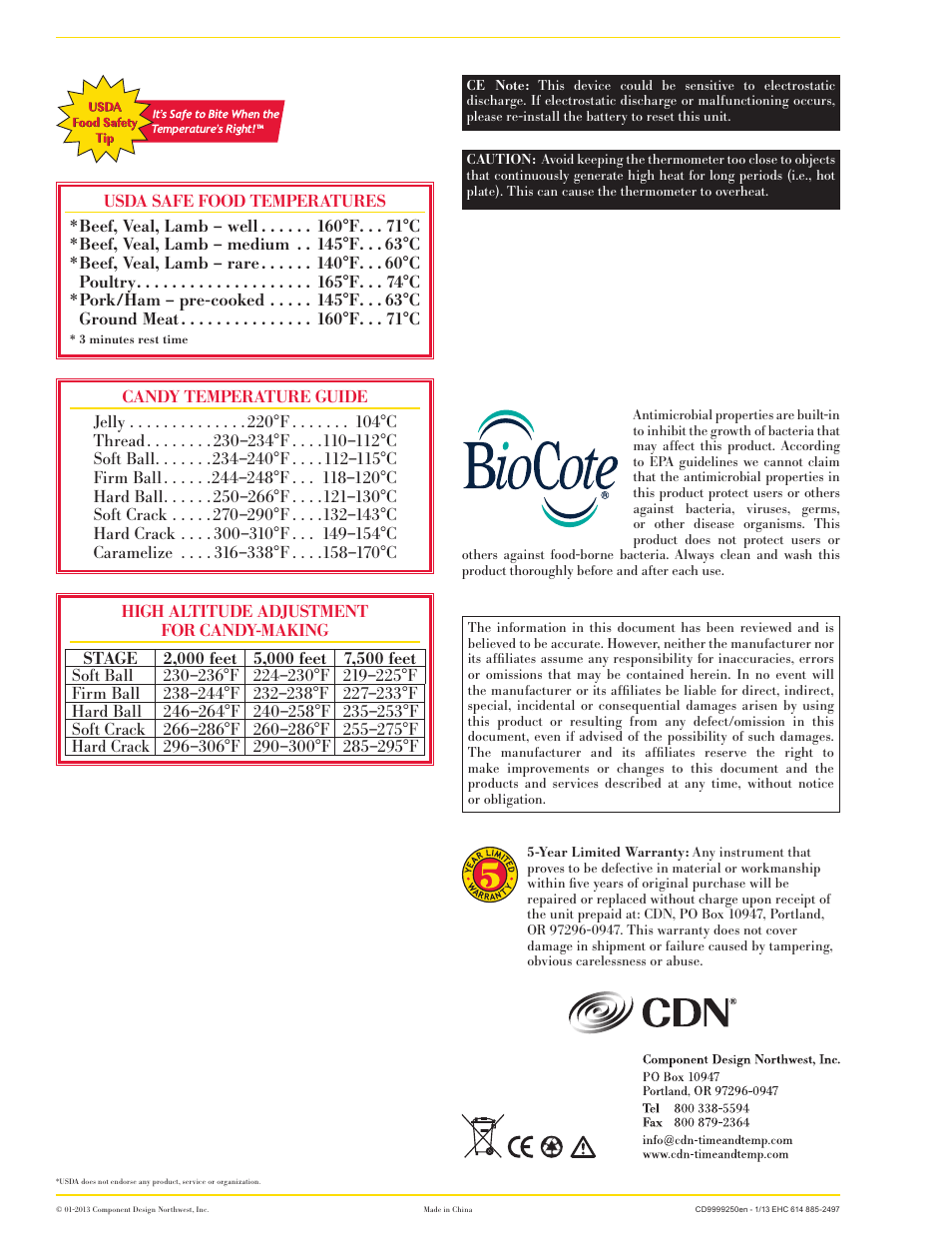 CDN TCT572-W - ProAccurate® Folding Thermocouple Thermometer - White EN User Manual | Page 4 / 4