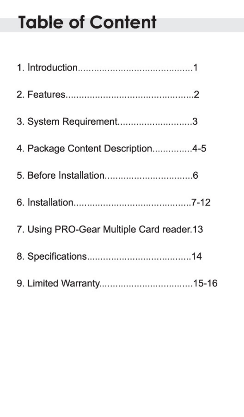 Table of content | Atech Flash Technology PRO-GEAR XM-4U User Manual | Page 3 / 20