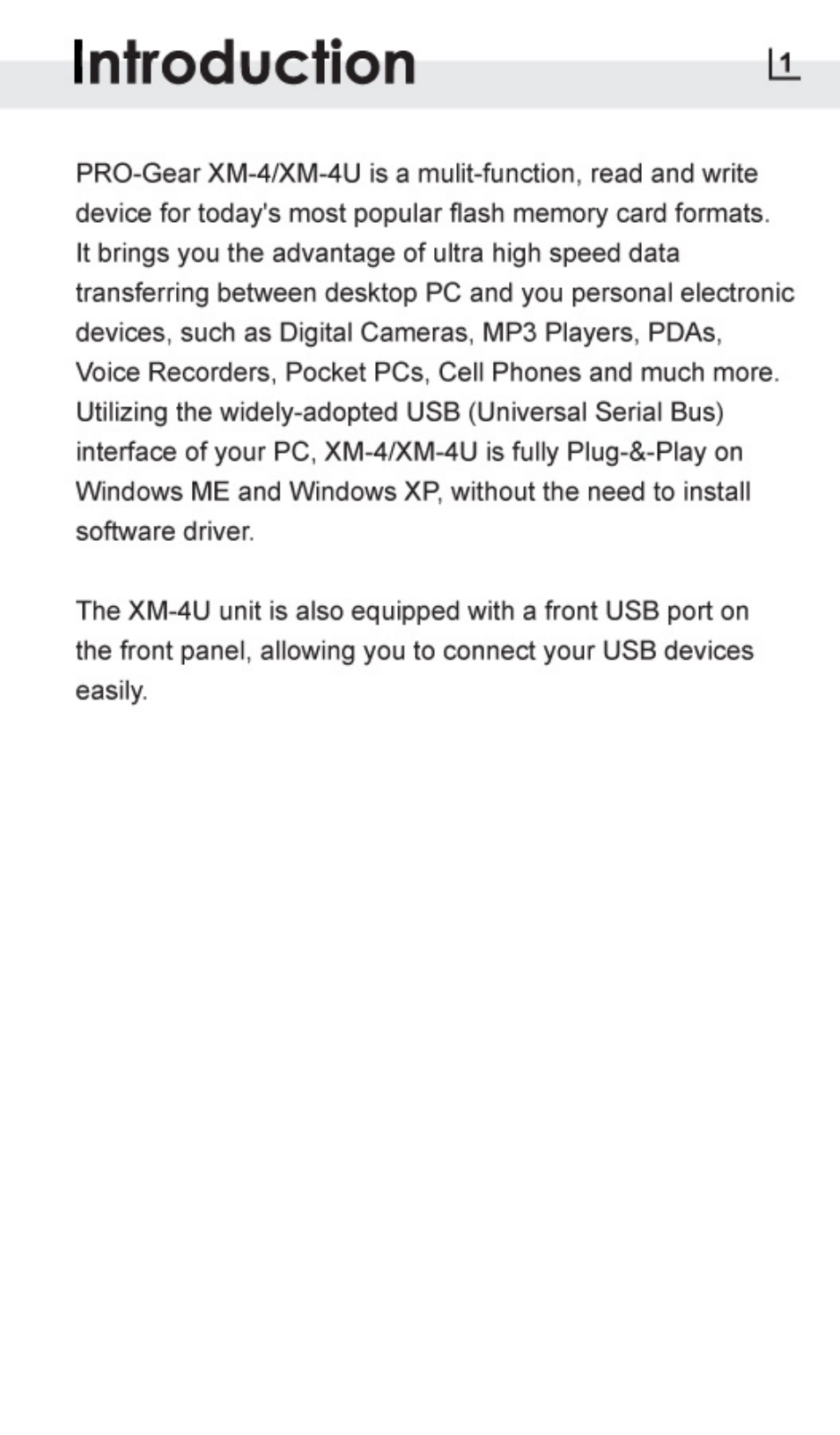 Introduction | Atech Flash Technology PRO-GEAR XM-4U User Manual | Page 4 / 20