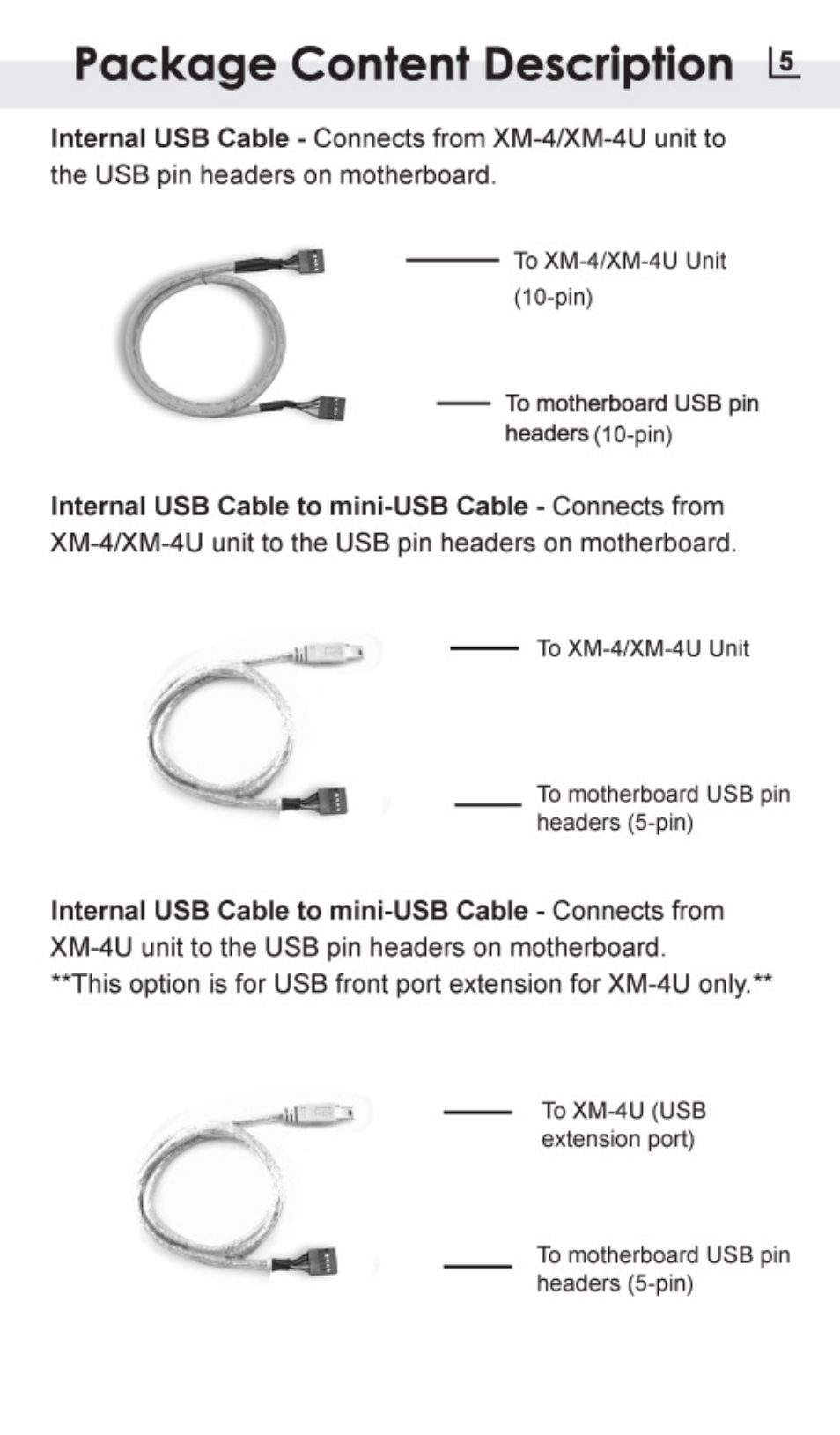 Package content description | Atech Flash Technology PRO-GEAR XM-4U User Manual | Page 8 / 20