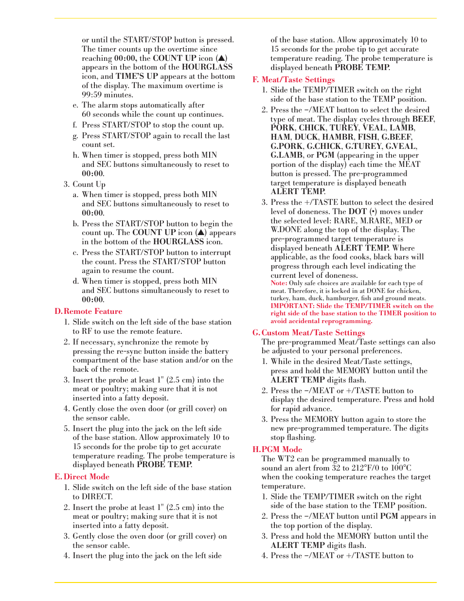 CDN WT2 - Wireless Probe Thermometer/Timer EN User Manual | Page 3 / 6