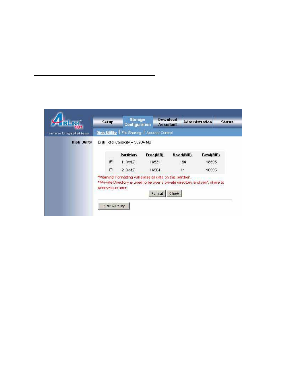 Storage configuration | Airlink101 ANAS350 User Manual | Page 20 / 39