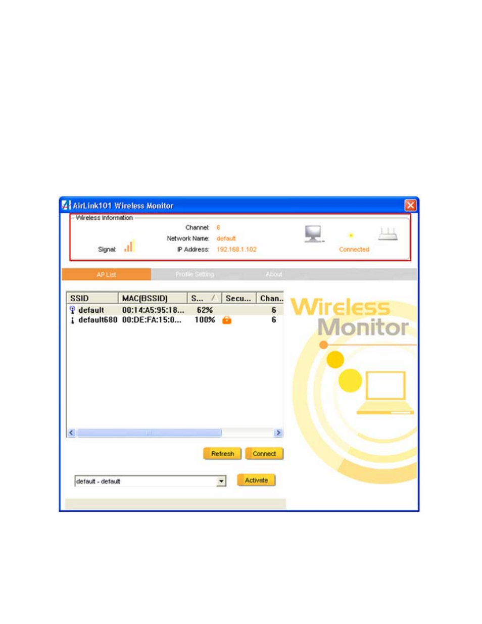 Wireless monitor | Airlink101 AWLH6090 User Manual | Page 18 / 40